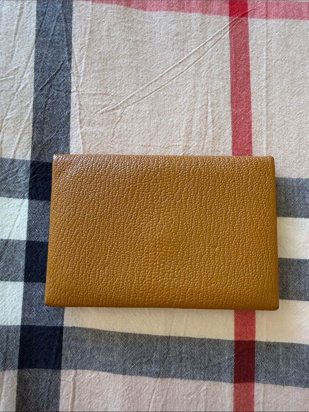 Hermes Tan Pebbled Leather Card Case